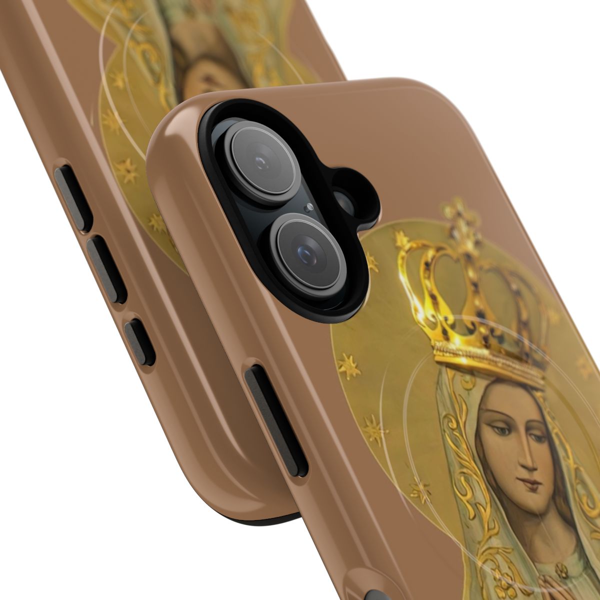 Our Lady of the Rosary phone case with religious artwork - Detail