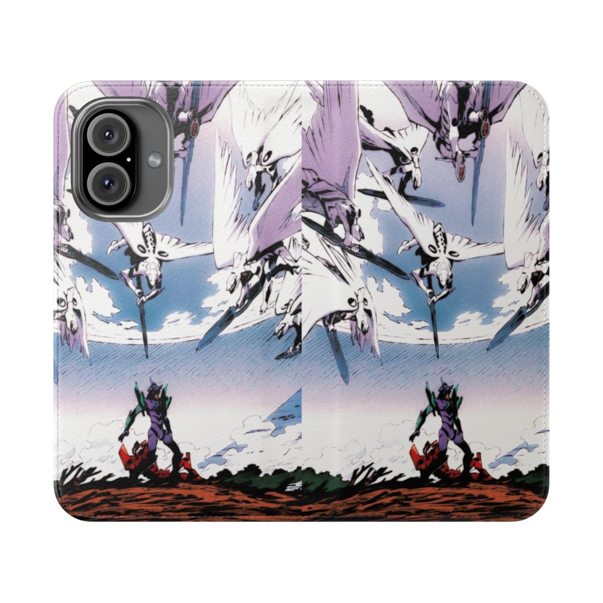 Anime-inspired Evangelion-style flip phone case