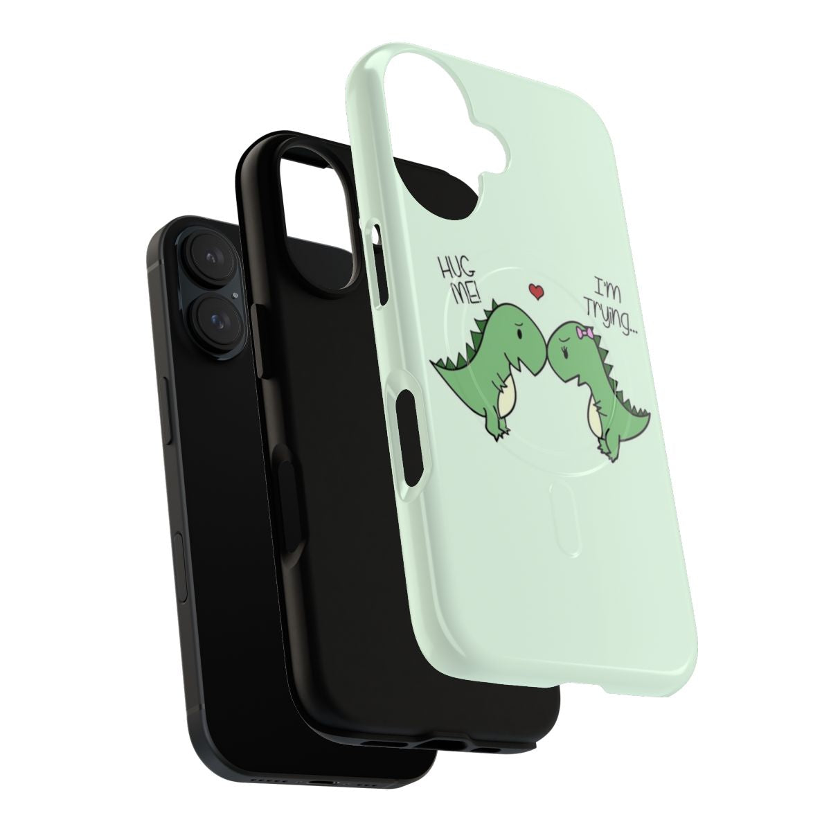 Magnetic dinosaur phone case with cute cartoon dino design - Layers