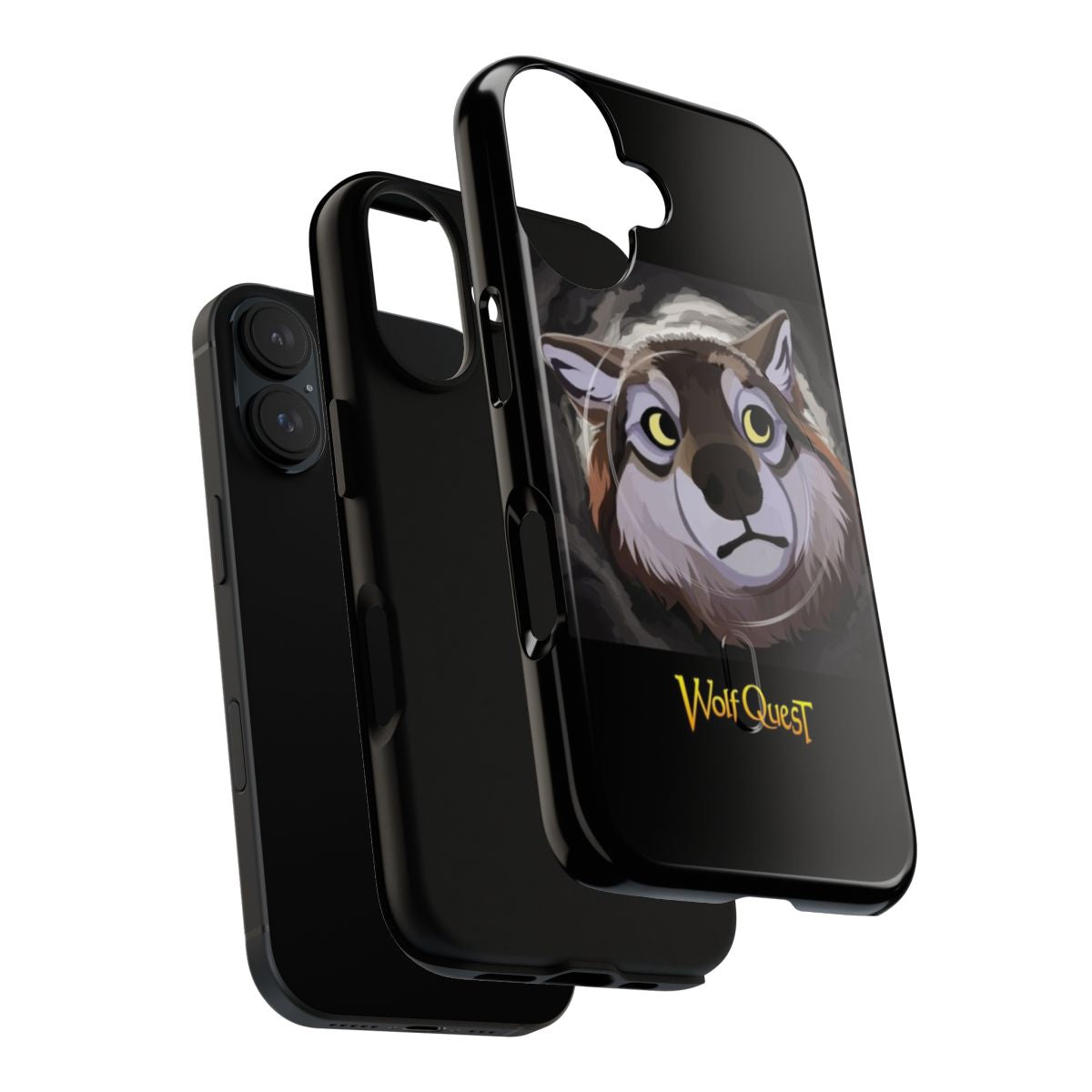 A tough, magnetic phone case featuring a stylized wolf design, ideal for WolfQuest enthusiasts. - Layers