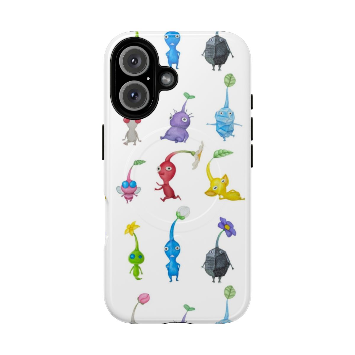 Watercolor-style Pikmin video game character themed magnetic tough phone case