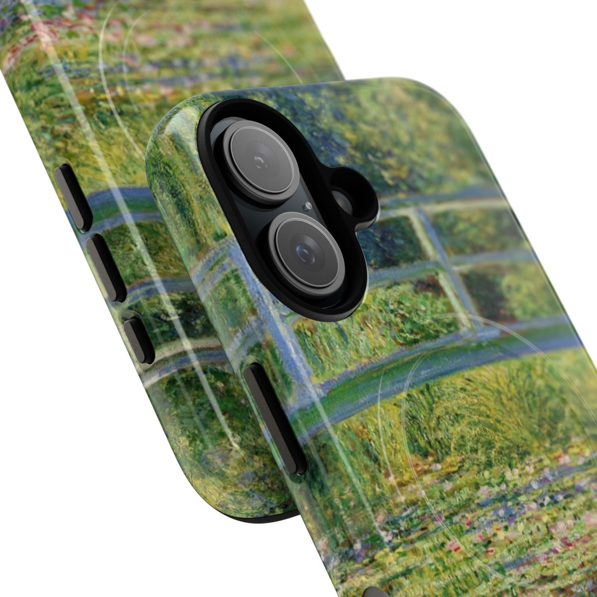 Retro phone case featuring Claude Monet's famous painting 'Water Lily Pond' - Detail