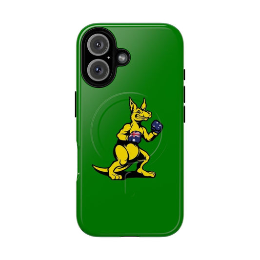 Vibrant illustration of an Australian boxing kangaroo on a magnetic protective phone case