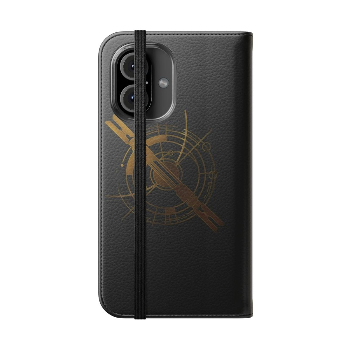 Flip phone case featuring a lightsaber design inspired by the character Cal Kestis from the Star Wars video game Jedi: Fallen Order. - Folded Front