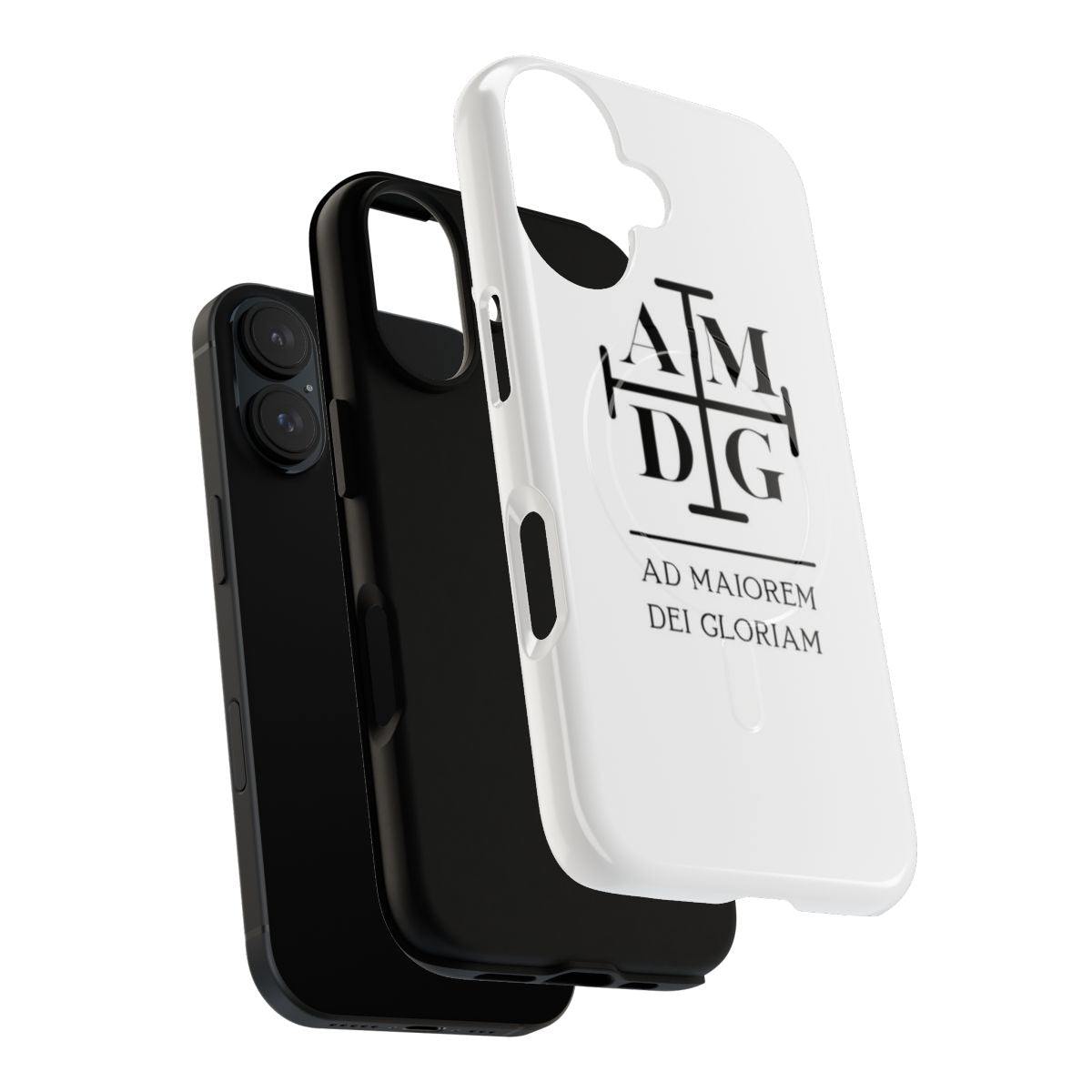 Catholic phone case with "Ad Maiorem Dei Gloriam" Latin phrase design - Layers