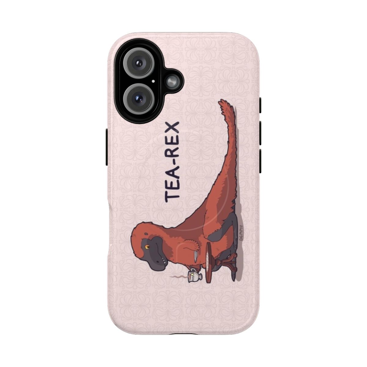 Fluffy Tyrannosaurus Rex Phone Case with Tea Motif