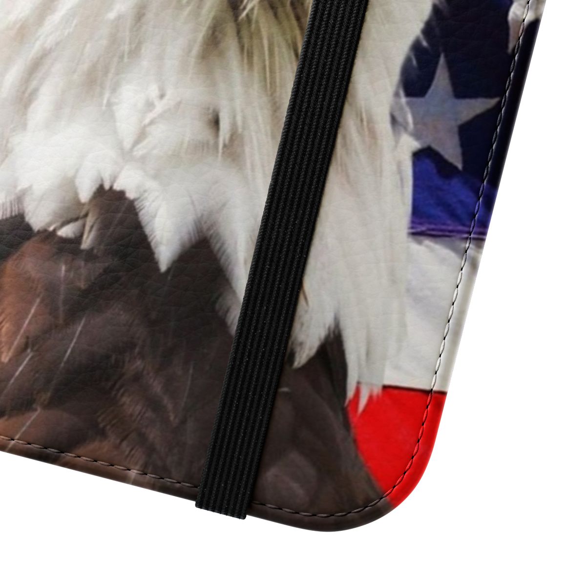 Patriotic flip phone case with bald eagle and American flag design - Close Up