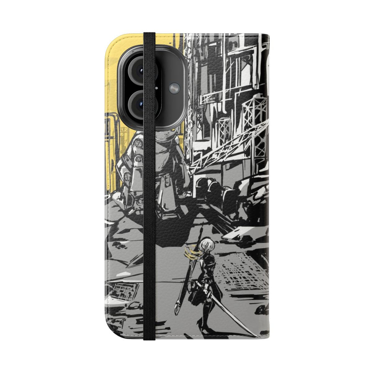 Nier Automata Inspired Flip Cover Phone Case for Android and iPhone - Folded Front