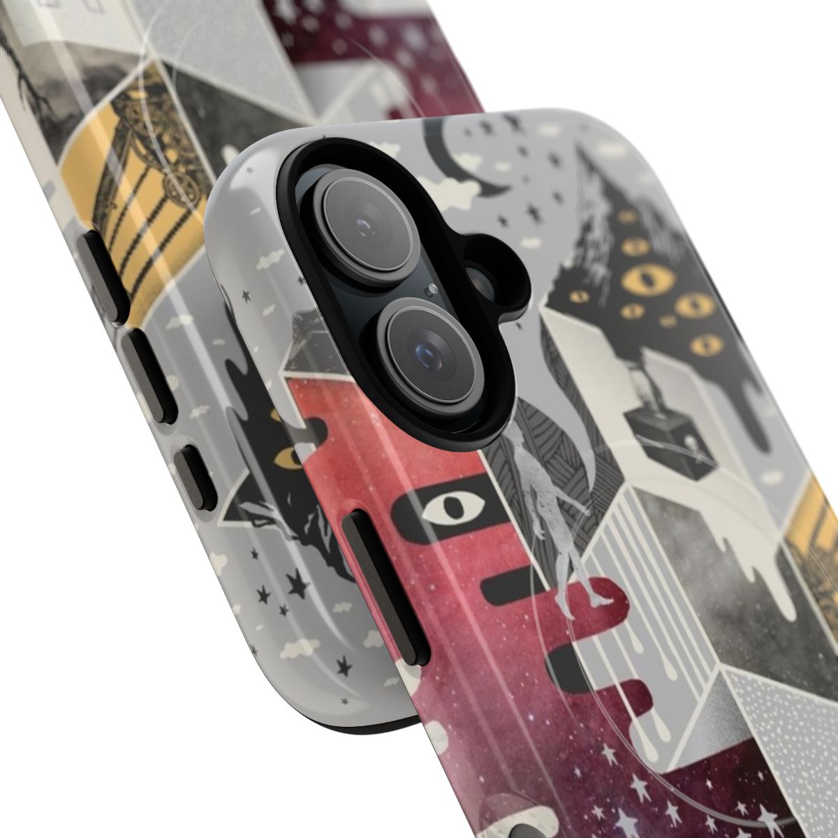 Surreal and abstract phone case with magnetic closure and tough design - Detail