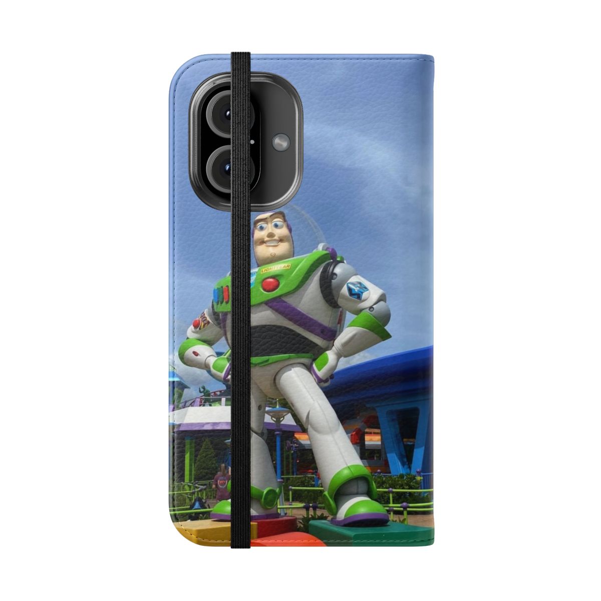 Colorful Buzz Lightyear-themed protective phone case - Folded Front