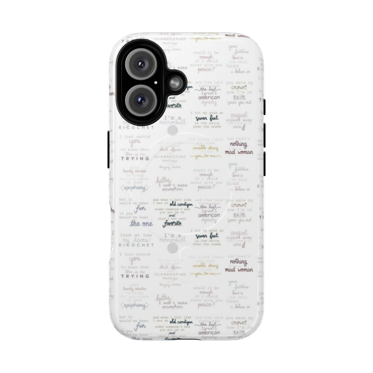 Magnetic tough phone case featuring Taylor Swift's Folklore album artwork and song titles