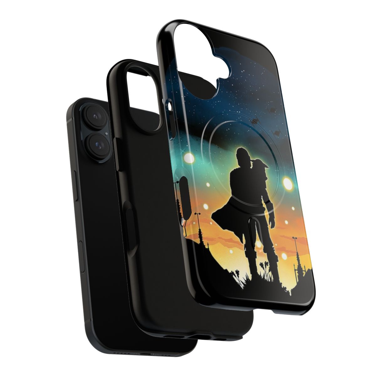 Magnetic phone case featuring Mandalorian and Star Wars inspired designs - Layers