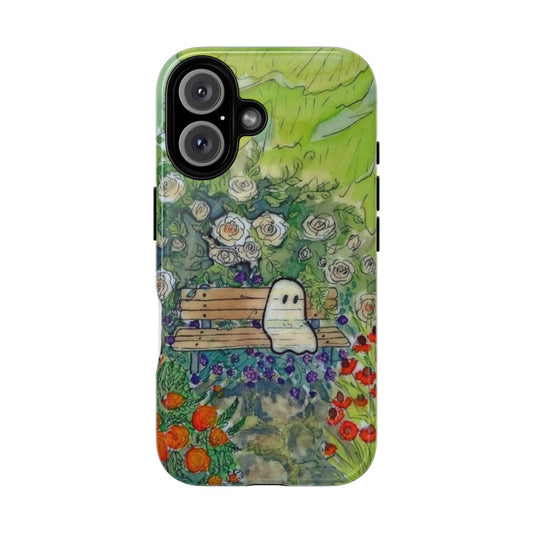 Magnetic phone case with watercolor floral and botanical garden design