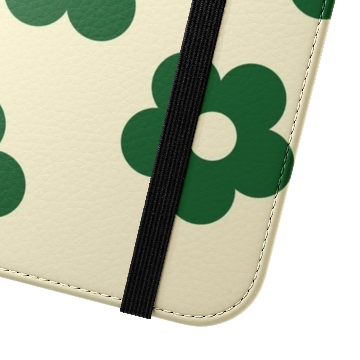 Minimalist green floral pastel print phone case - Close Up