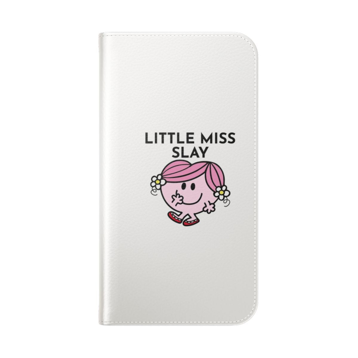 Cute and bold Little Miss Slay phone case with sunflowers and pigtails - Folded Back