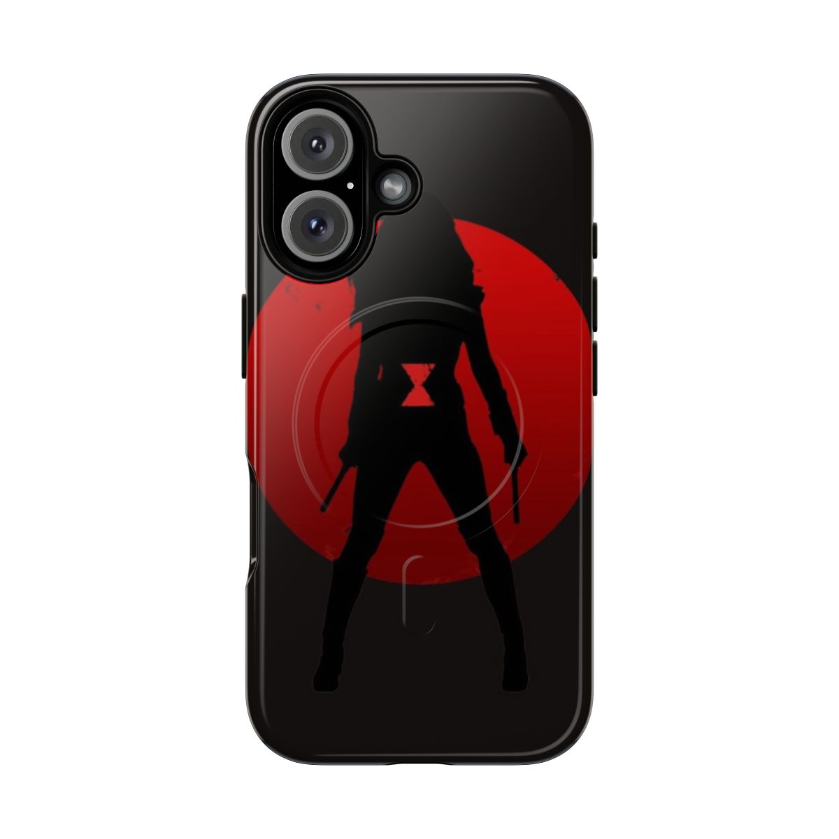 Magnetic tough phone case featuring the iconic widow's emblem from the Marvel superhero universe