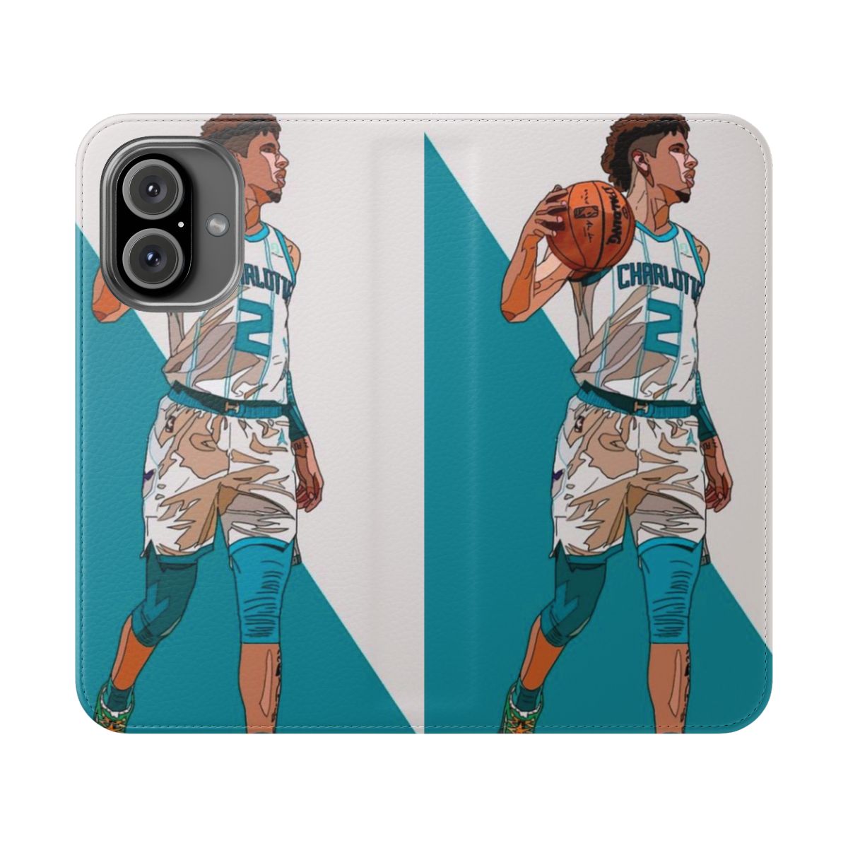 Lamelo Ball inspired flip cover phone case with Charlotte Hornets-style design