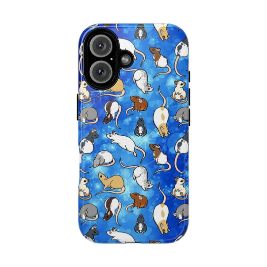 Magnetic tough phone case featuring a cute rat or rodent animal pattern design