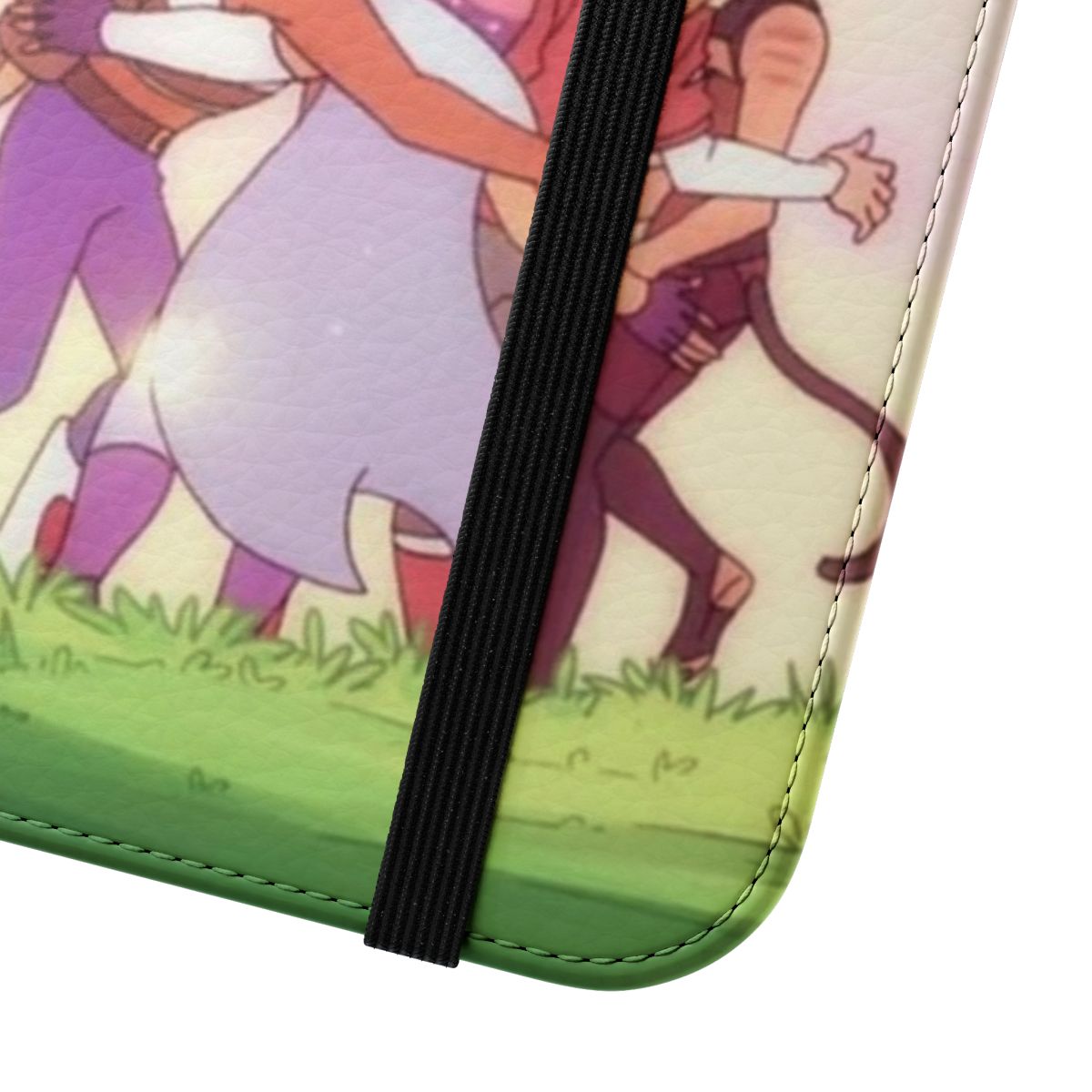 Image of a flip cover phone case featuring characters from the popular show She-Ra and the Princesses of Power. - Close Up