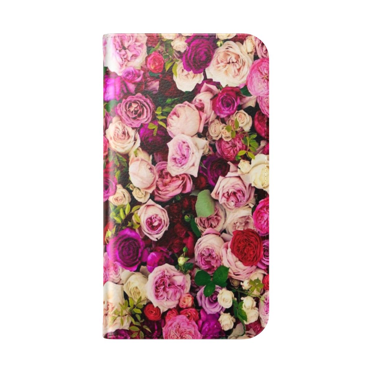 Fashionable floral phone case in pink and white - Folded Back