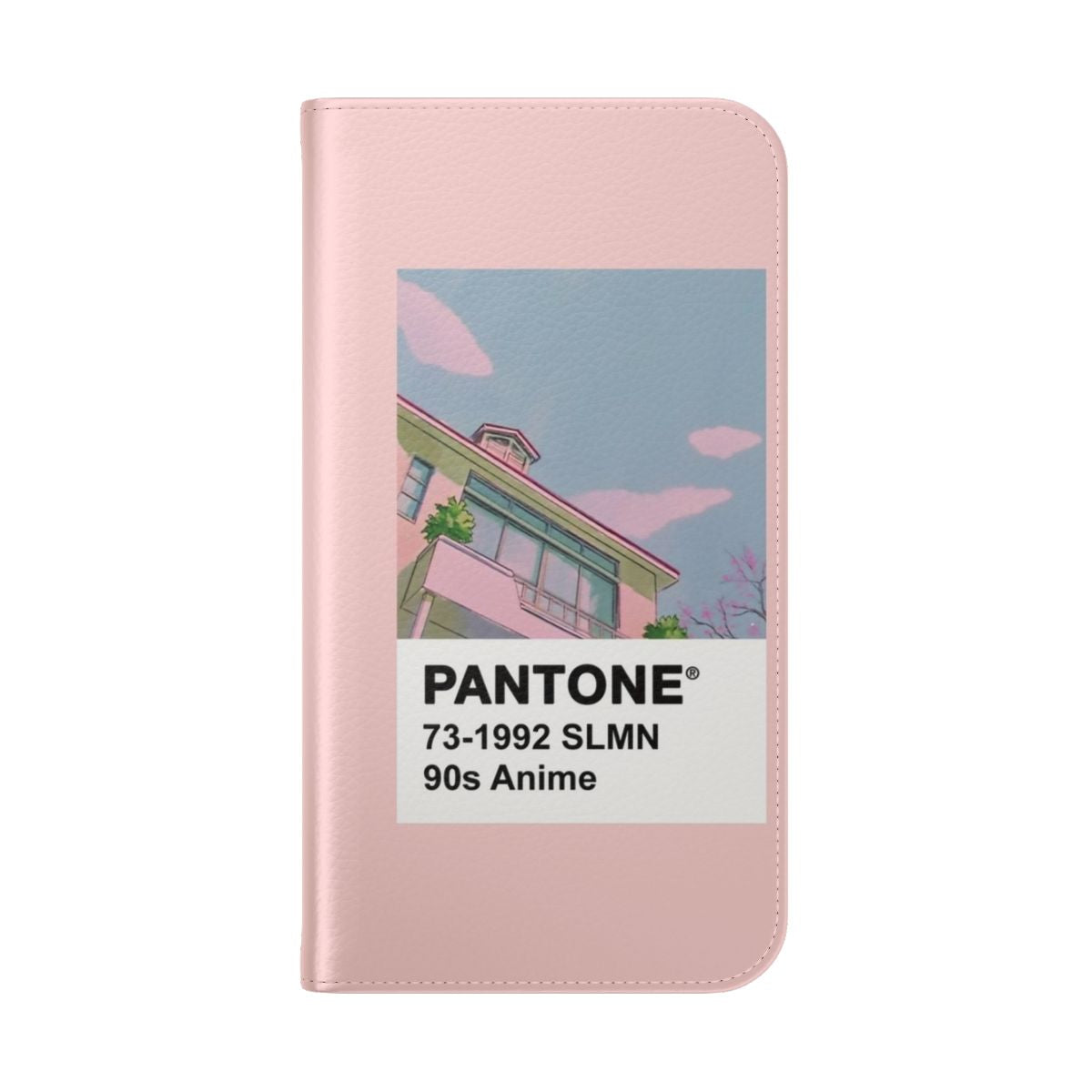 Retro 90s anime-inspired pastel pink and purple phone case with cute kawaii design - Folded Back