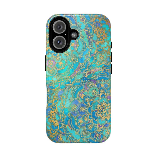 Vibrant stained glass mandala design on a tough phone case