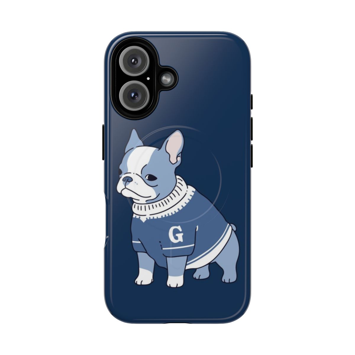 Phone case featuring a stylish blue bulldog design, perfect for Georgetown University fans