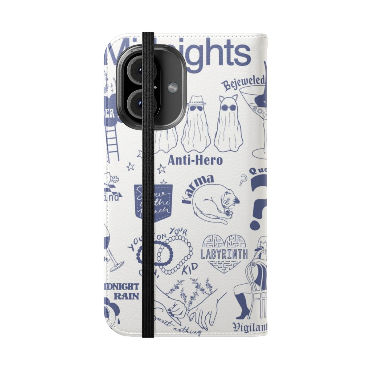 Midnights album-inspired phone case with flip cover design - Folded Front