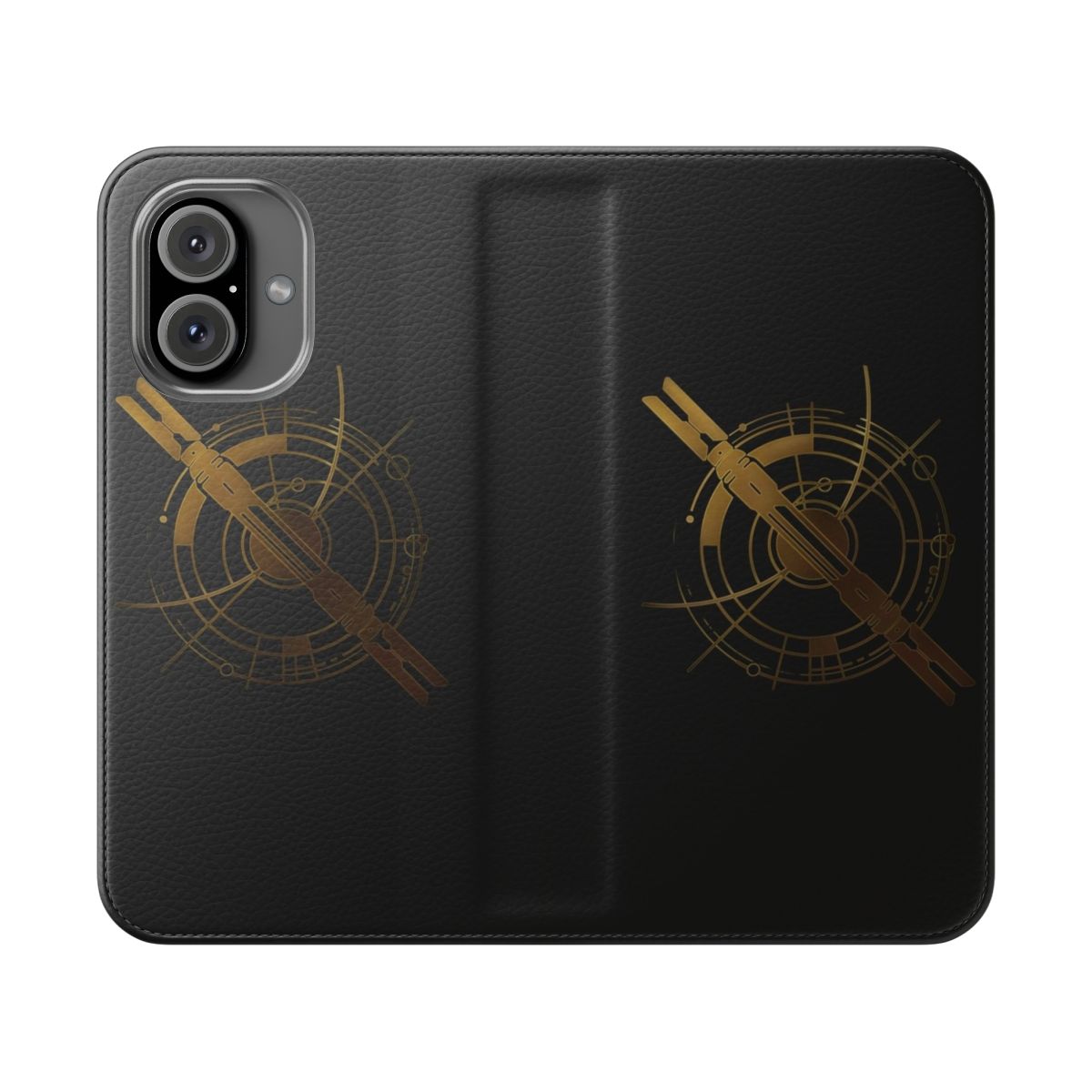 Flip phone case featuring a lightsaber design inspired by the character Cal Kestis from the Star Wars video game Jedi: Fallen Order.