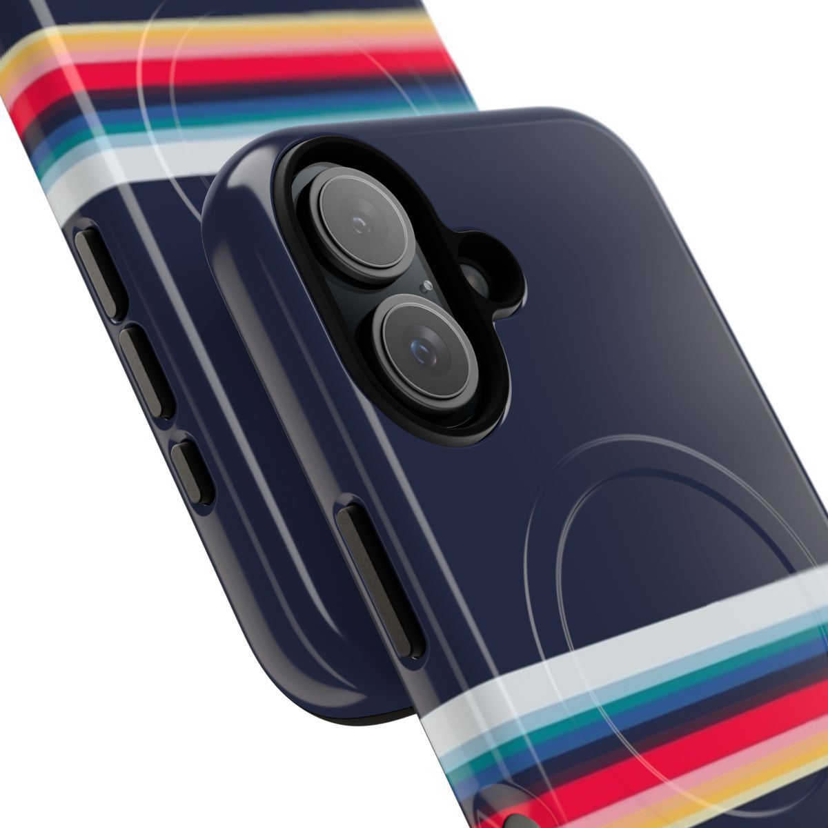 Striped, magnetic, and tough phone case with a minimalist design - Detail