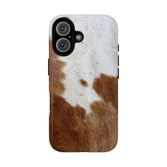 Cow print phone case with a handmade faux cowhide design