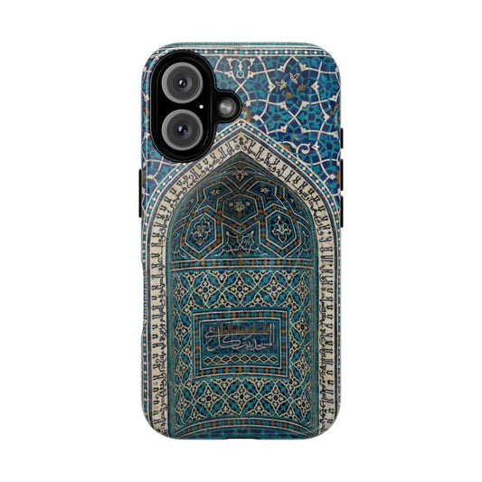 Detailed illustration of a traditional Islamic prayer niche (mihrab) on a phone case