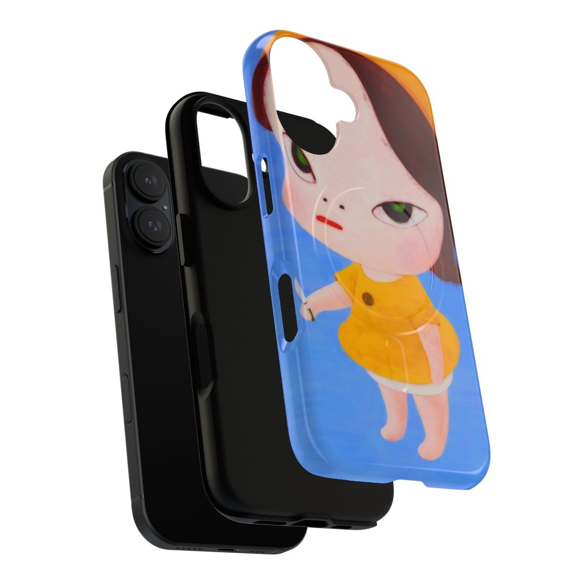 Vibrant and eye-catching phone case featuring the distinctive art style of Japanese artist Nara Yoshimoto - Layers