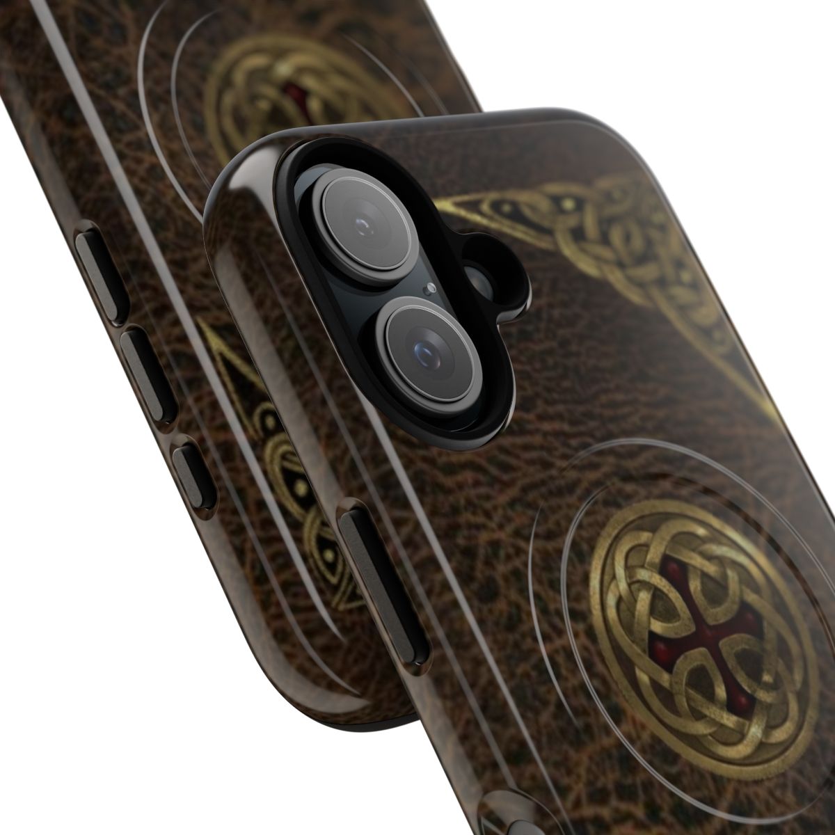 Celtic leather magnetic tough phone case - Detail