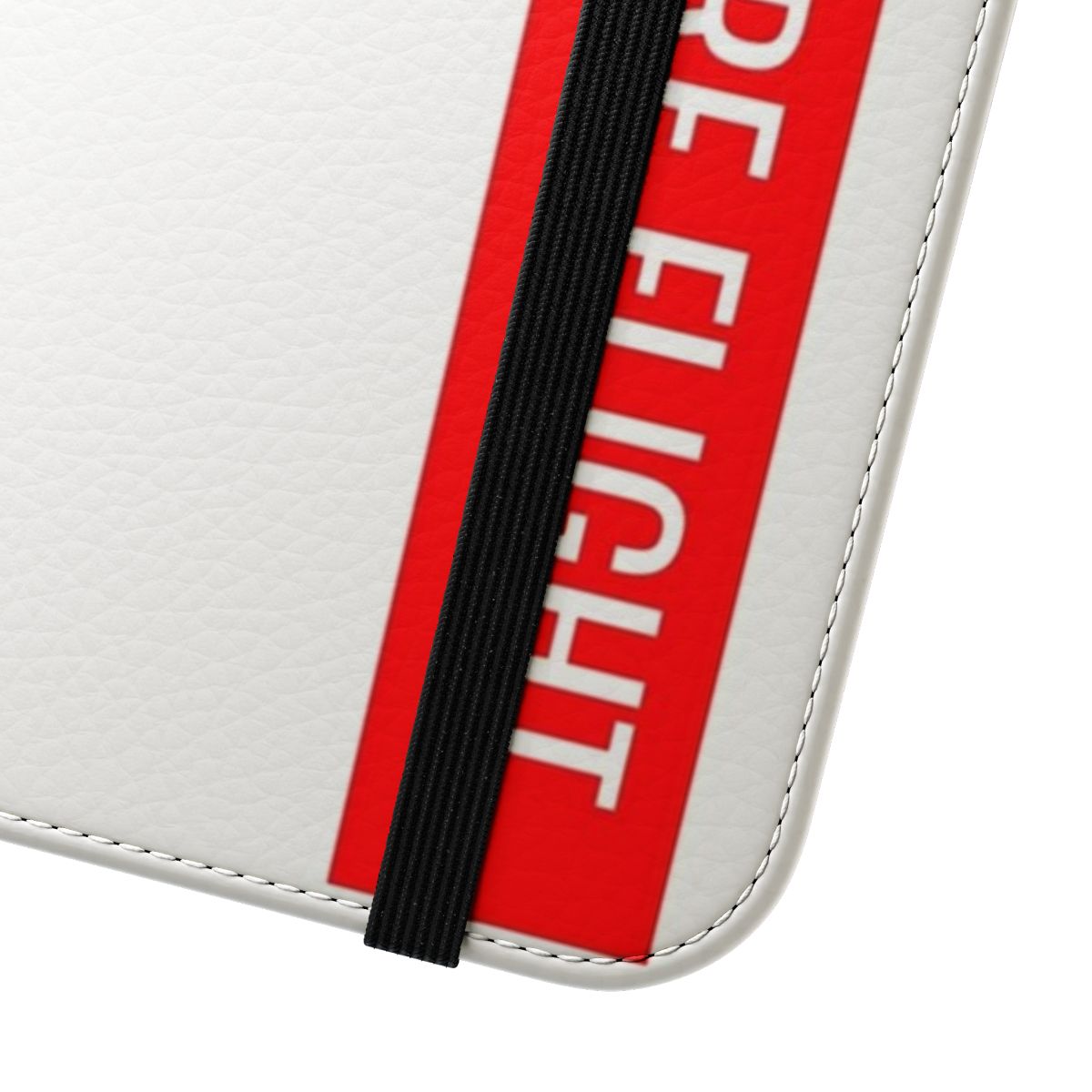 Aviation-themed flip phone case with "Remove Before Flight" text - Close Up