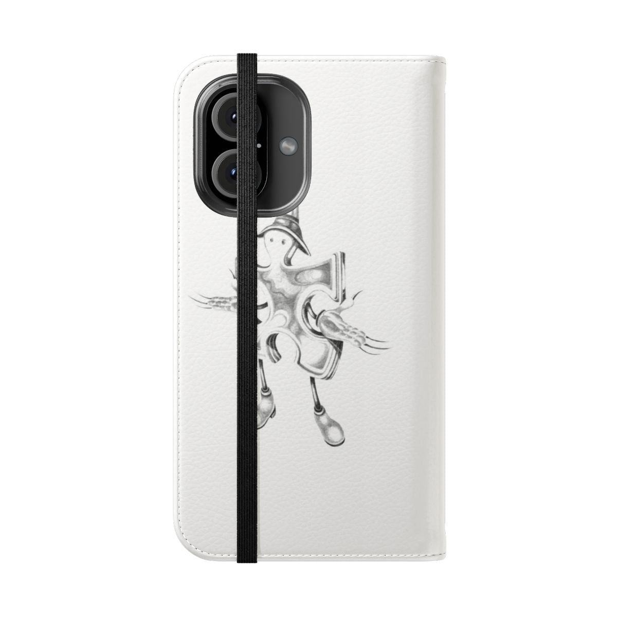 Flip cover phone case featuring artwork inspired by the indie band The Garden - Folded Front