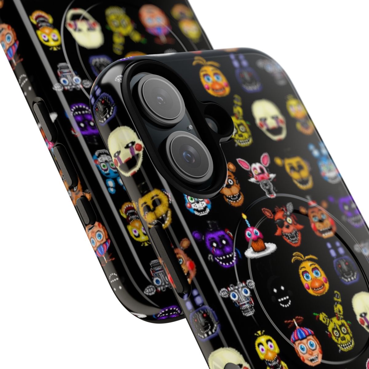 Five Nights at Freddy's-inspired pixel art phone case featuring multiple characters - Detail