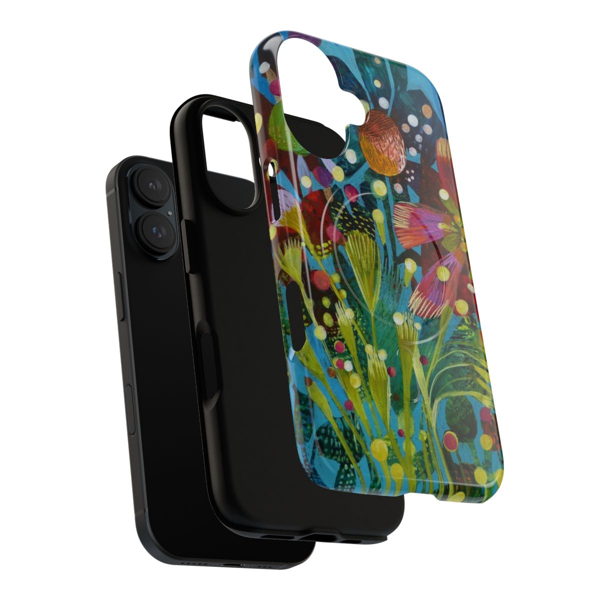 Colorful floral phone case with blooming flowers and petals - Layers