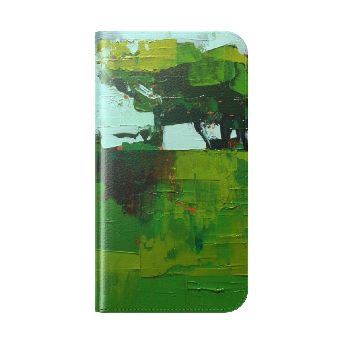 Artistic flip cover phone case with abstract female portrait design - Folded Back