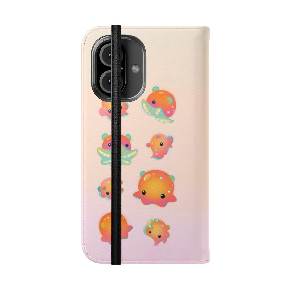 Vibrant phone case featuring a cute flapjack octopus design - Folded Front