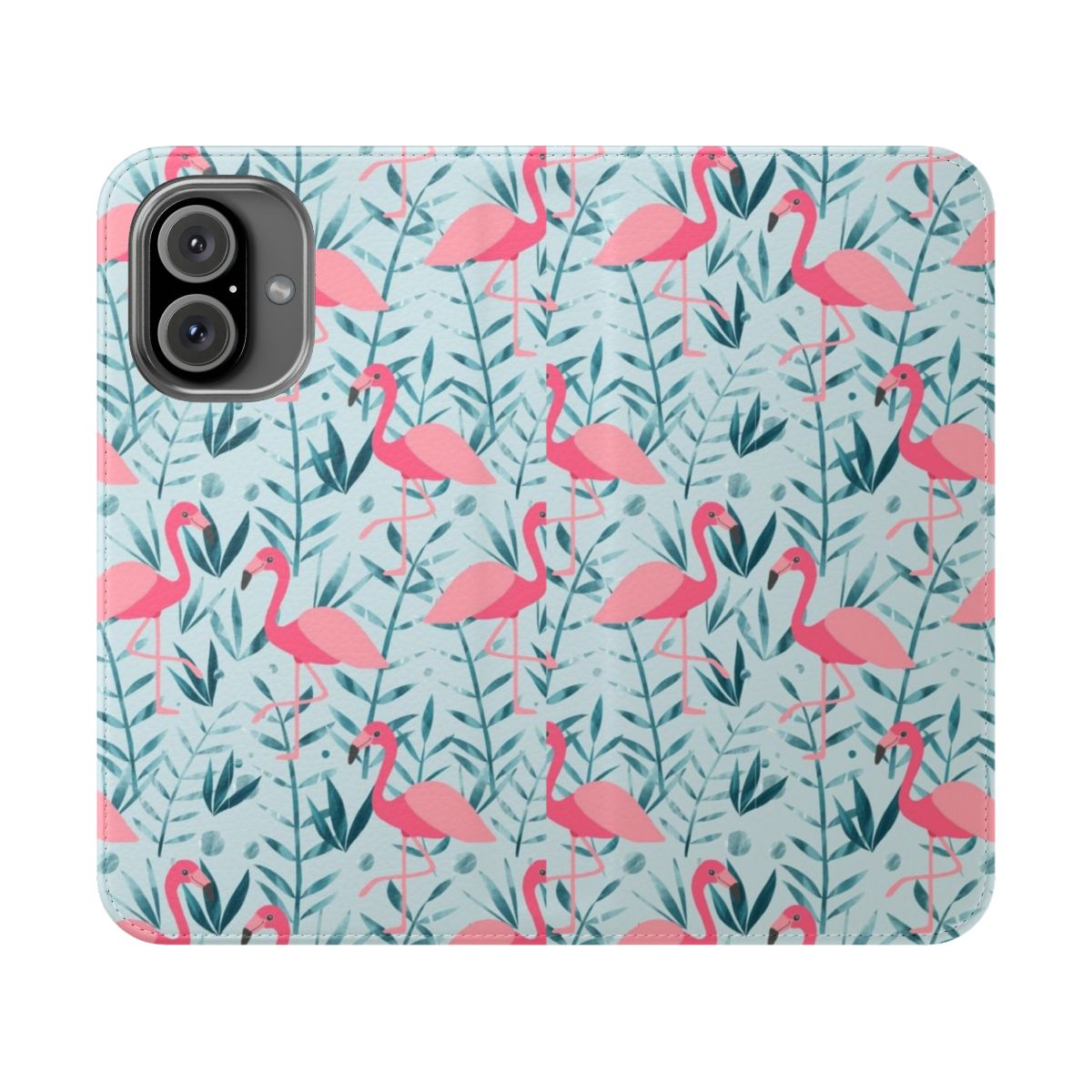 Image of a flamingo and floral pattern phone case