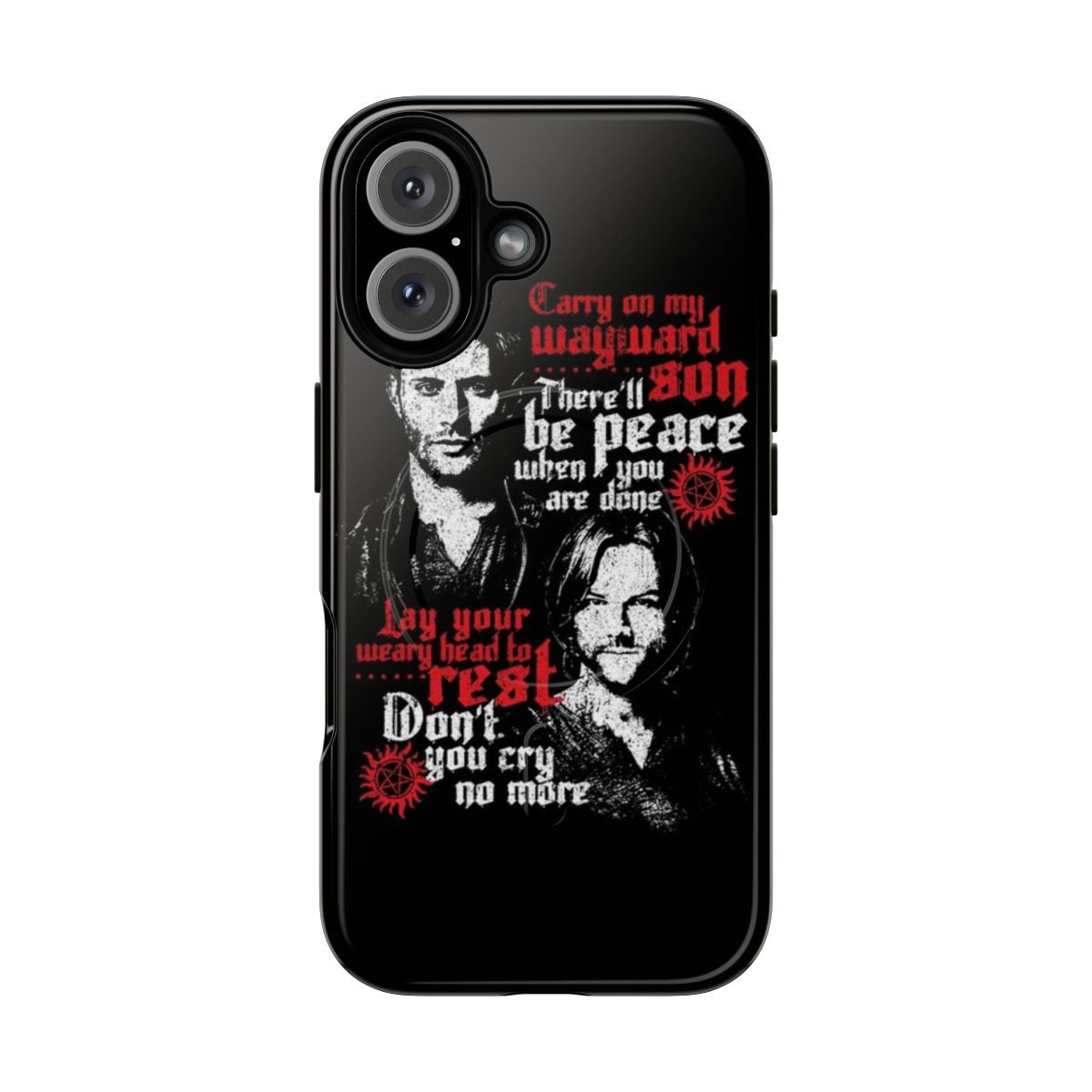 Supernatural-inspired magnetic phone case featuring the Winchester brothers