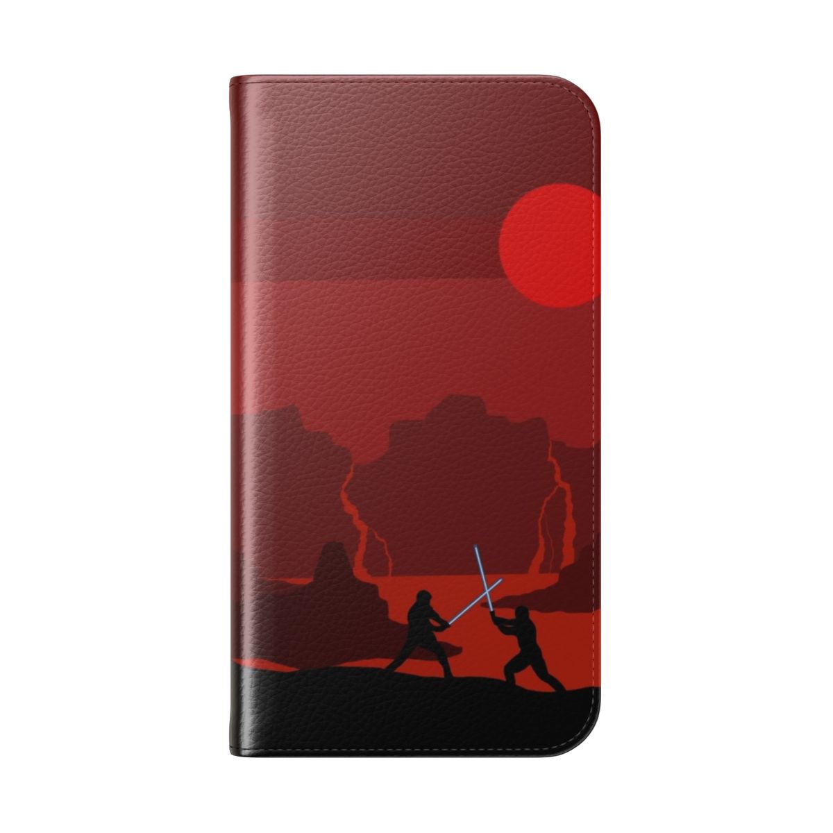 Star Wars Revenge of the Sith flip cover phone case featuring Obi-Wan Kenobi and Anakin Skywalker - Folded Back