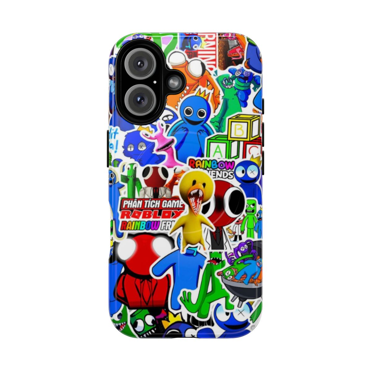 Colorful rainbow friends characters on a magnetic tough phone case