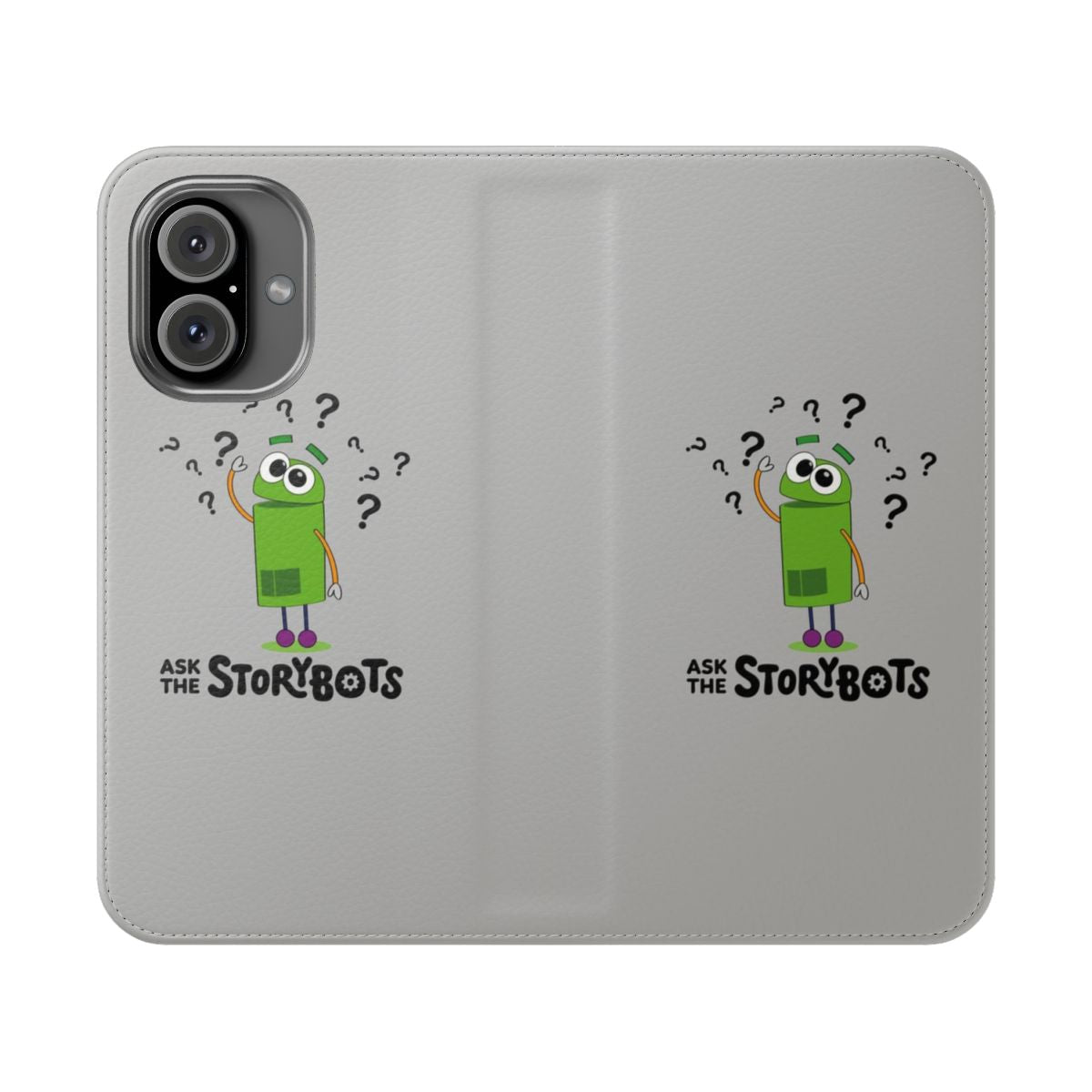 Flip cover phone case with a quirky cartoon character design inspired by the Netflix series StoryBots