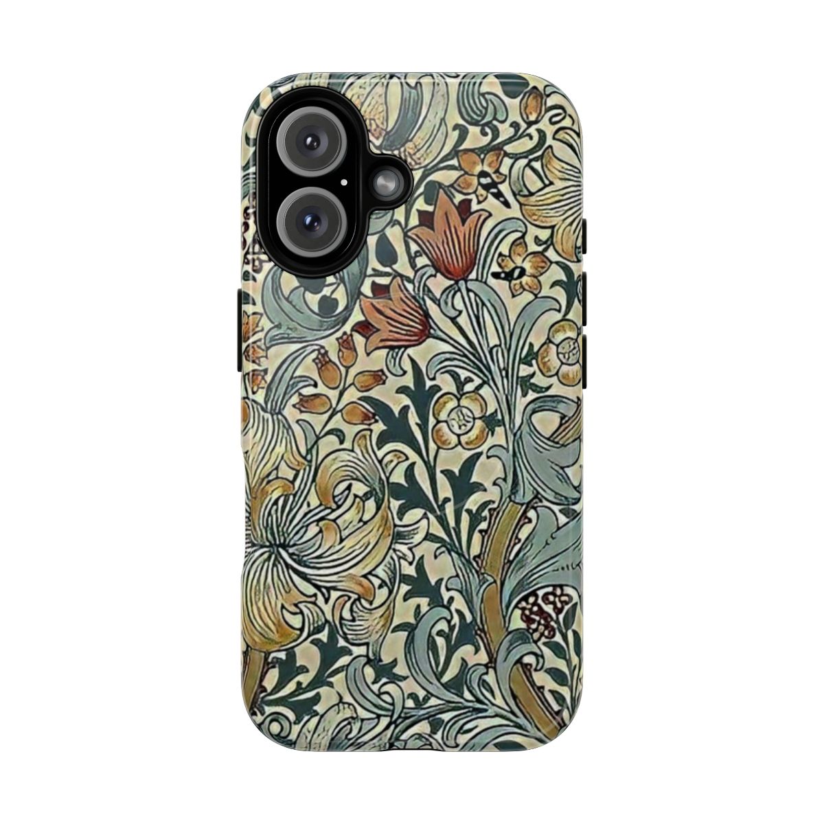 A magnetic tough phone case featuring a vintage-inspired floral design by renowned artist William Morris.