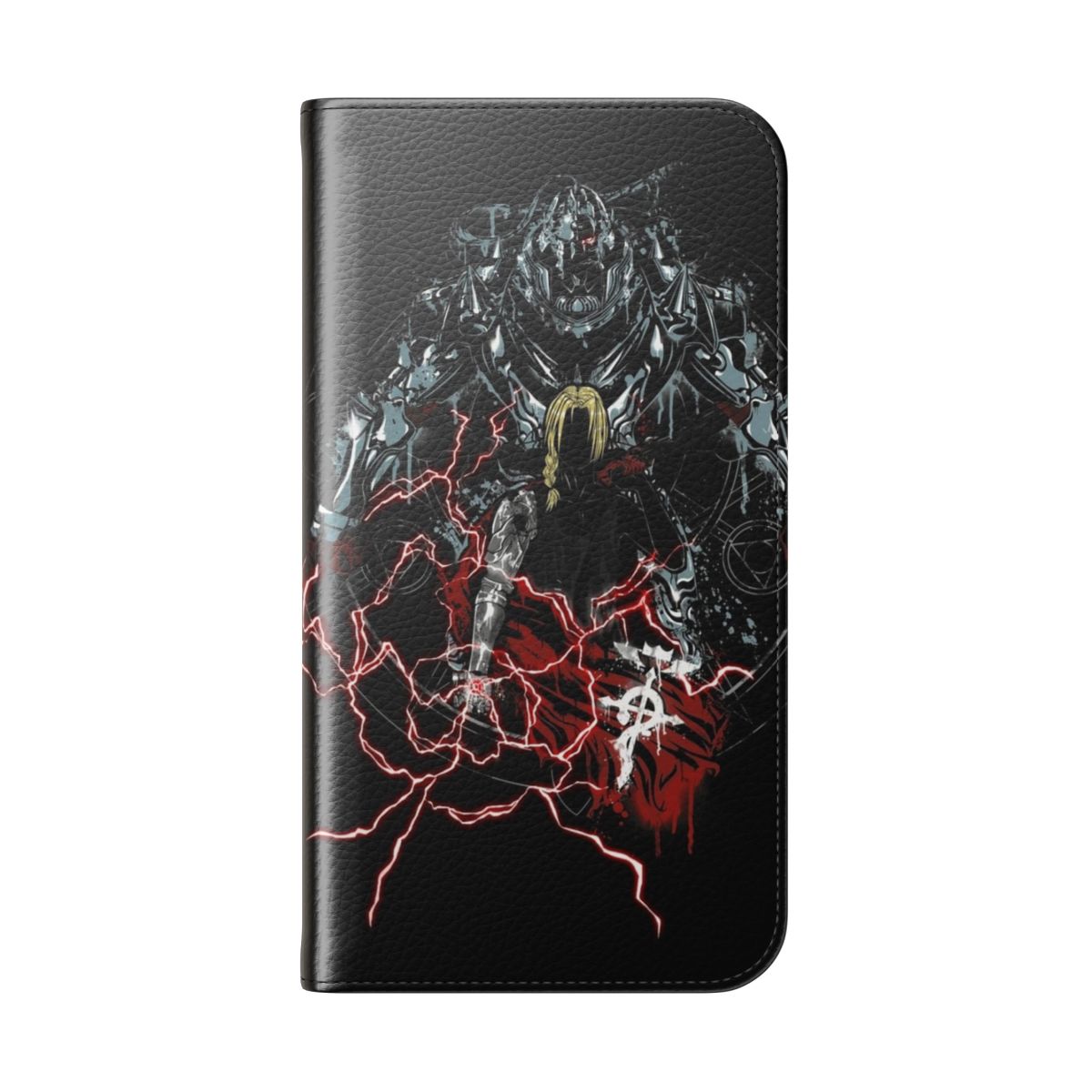 Anime-inspired Fullmetal Graffiti-style flip phone case - Folded Back