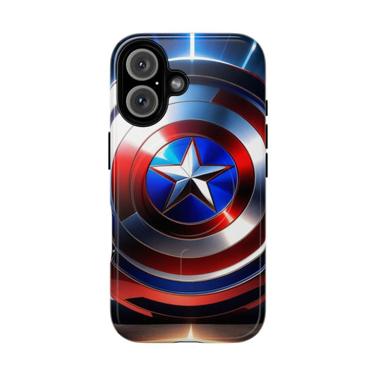 Patriotic magnetic tough phone case with shield design