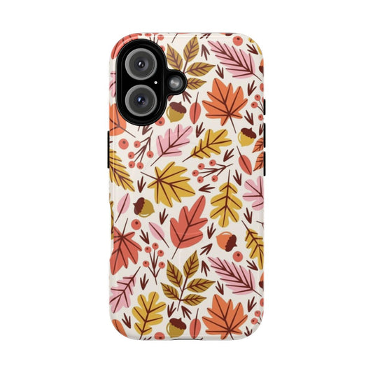 Autumn leaves and acorns on a magnetic phone case