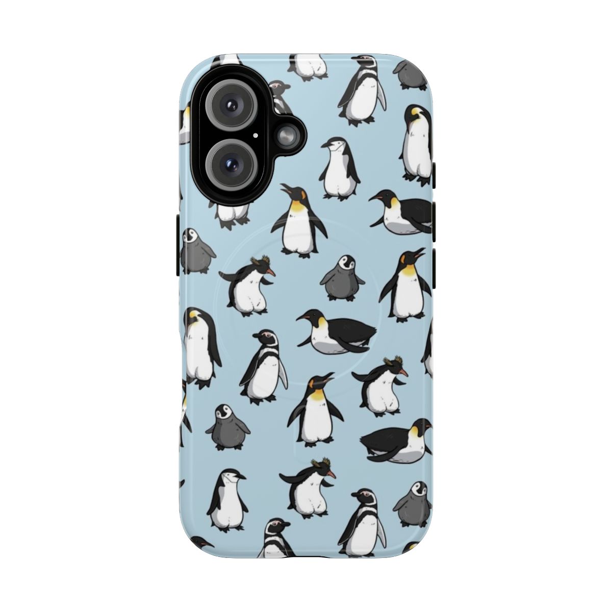 Cute penguin pattern design on a durable magnetic phone case